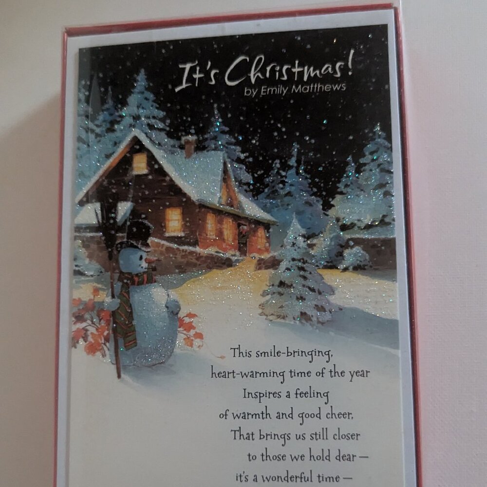 NWT 16 Winter Glitter Snow Christmas Cards American Greetings Sealed Box Holiday